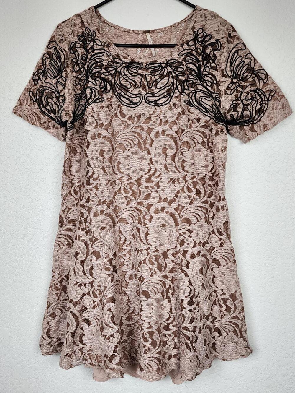 Free People Large Embroidered Lacey Mini Dress